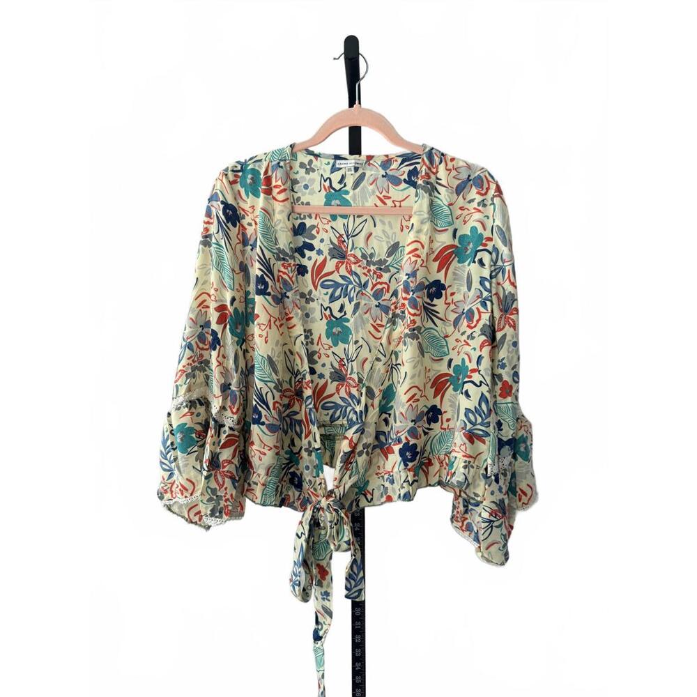 Karma Highway Floral Pattern One Size Tie-Front Blouse